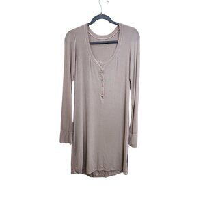 NWT REVOLVE Michael Lauren Tan Cream Long Sleeve Henley Dress Size Large
